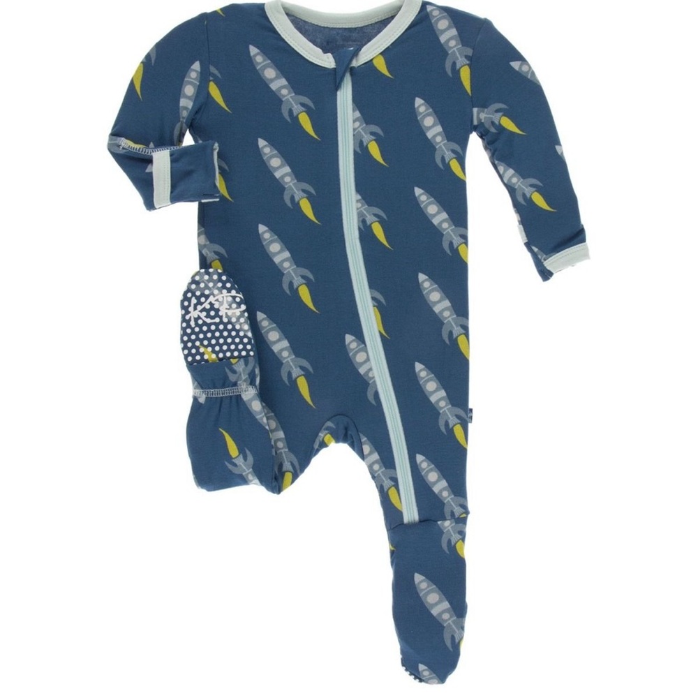 KicKee Pants Print Footie with Zipper Twilight Rockets 0-3 months